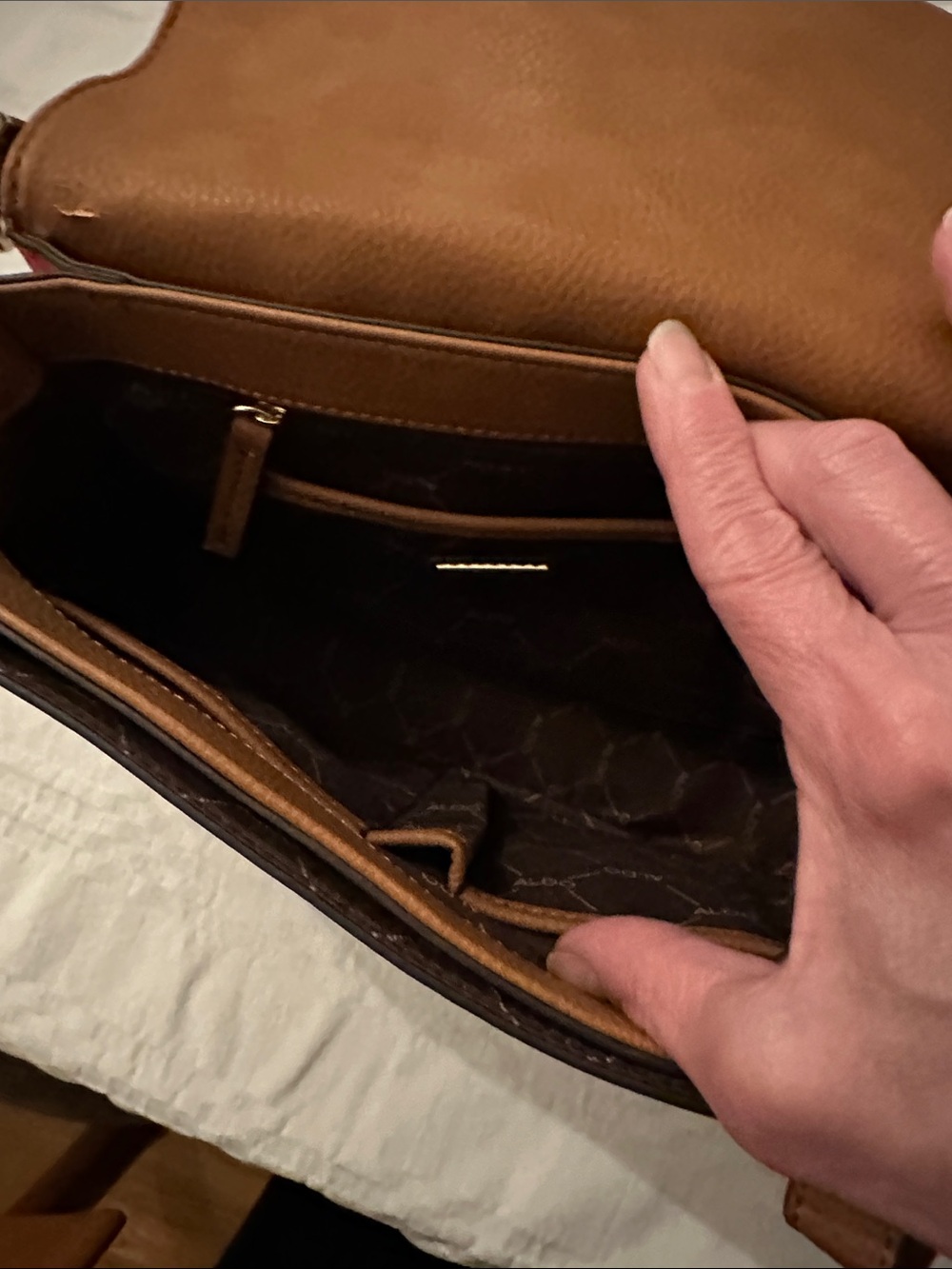 ALDO Tan Crossbody Bag with Striped Accent Strap and Gold Hardware - Picture 5 of 5
